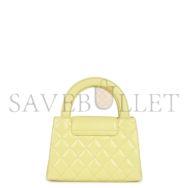 Ch*el master kelly yellow shiny calfskin brushed gold hardware as4416 (19*13*7cm)